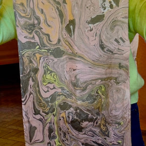 Load image into Gallery viewer, Ink marbled silk scarf workshop