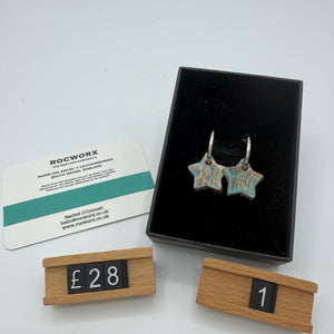 Load image into Gallery viewer, READY TO SHIP MARBLED BALLET SLIPPER LEATHER STAINLESS STEEL HOOP EARRINGS 20MM