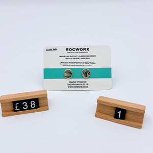 Load image into Gallery viewer, READY TO SHIP MARBLED BALLET SLIPPER LEATHER GOLD PLATED STUD EARRINGS
