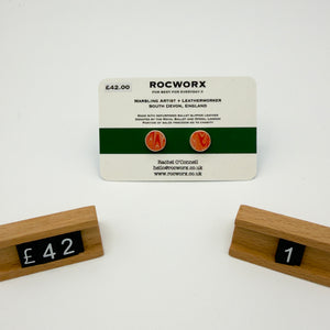 Load image into Gallery viewer, READY TO SHIP MARBLED BALLET SLIPPER LEATHER STERLING SILVER STUD EARRINGS
