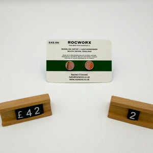 Load image into Gallery viewer, READY TO SHIP MARBLED BALLET SLIPPER LEATHER STERLING SILVER STUD EARRINGS
