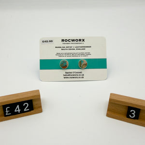 Load image into Gallery viewer, READY TO SHIP MARBLED BALLET SLIPPER LEATHER STERLING SILVER STUD EARRINGS
