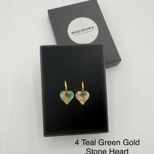 Load image into Gallery viewer, READY TO SHIP MARBLED BALLET SLIPPER LEATHER HEART GOLD PLATED HOOP EARRINGS 20MM
