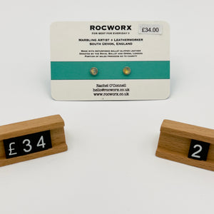 Load image into Gallery viewer, READY TO SHIP MARBLED BALLET SLIPPER LEATHER STERLING SILVER STUD EARRINGS
