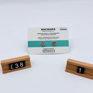 Load image into Gallery viewer, READY TO SHIP MARBLED BALLET SLIPPER LEATHER STERLING SILVER STUD EARRINGS
