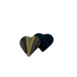 Load image into Gallery viewer, Marbled waxed paper and blue leather heart love token
