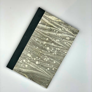 Load image into Gallery viewer, ROCWORX A5 Marbled hand-stitched sketchbook in Gel-Git pattern.  Monochrome + Gold. 
