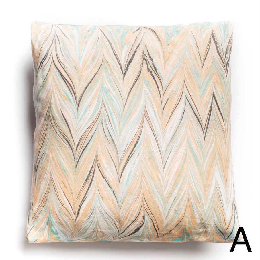 Marbled Linen Cushion - Chevron