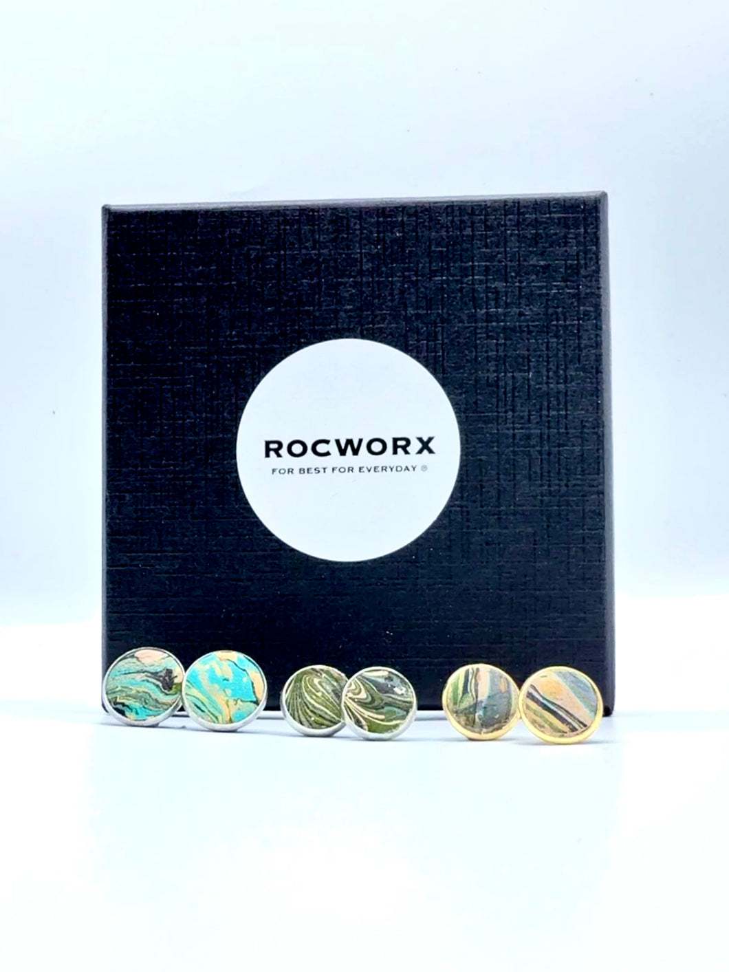 Marbled ballet slipper leather stud earrings in stainless steel 10mm and 12 mm with gold plated 100 stud earrings