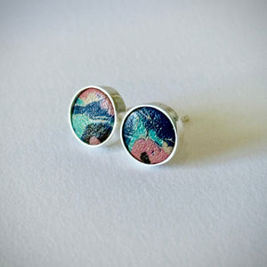 Load image into Gallery viewer, Marbled leather earring stainless steel studs

