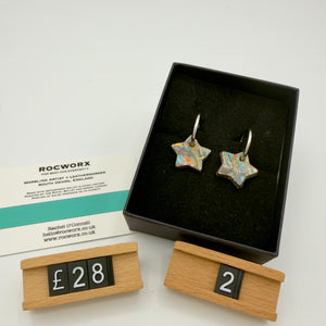 Load image into Gallery viewer, READY TO SHIP MARBLED BALLET SLIPPER LEATHER STAINLESS STEEL HOOP EARRINGS 20MM
