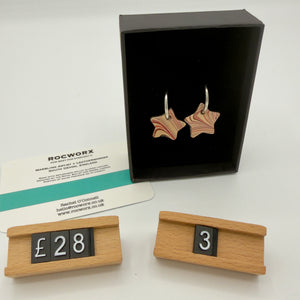 Load image into Gallery viewer, READY TO SHIP MARBLED BALLET SLIPPER LEATHER STAINLESS STEEL HOOP EARRINGS 20MM

