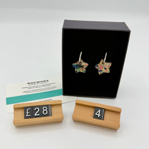 Load image into Gallery viewer, READY TO SHIP MARBLED BALLET SLIPPER LEATHER STAINLESS STEEL HOOP EARRINGS 20MM
