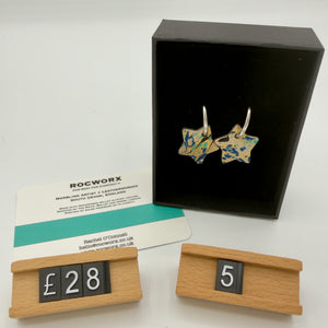 Load image into Gallery viewer, READY TO SHIP MARBLED BALLET SLIPPER LEATHER STAINLESS STEEL HOOP EARRINGS 20MM
